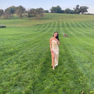 Meshki Small Thelma Satin Strapless Maxi Dress in Champagne